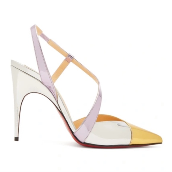 Christian Louboutin Metallic 100mm Platina Specchio Leather Pumps - Picture 1 of 13